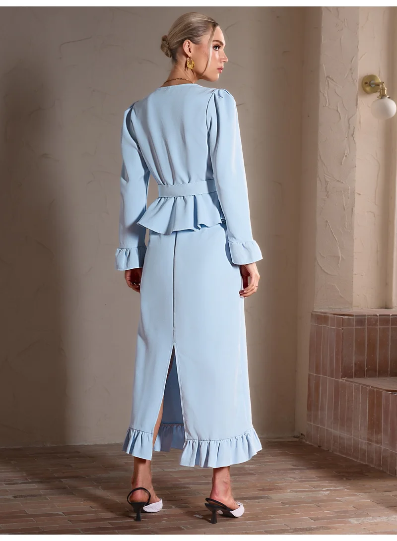 SIMPLEE Women's 2-Piece Outfit Set - Matching Top & long skirt for Stylish Look