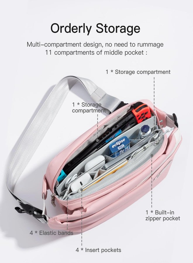 Inateck Sling Bag, Stylish Crossbody Bag with Adjustable Shoulder Strap, Water-Resistant Shoulder Bag for Men and Women Multipurpose Sling Bag (Pink) - Image 3