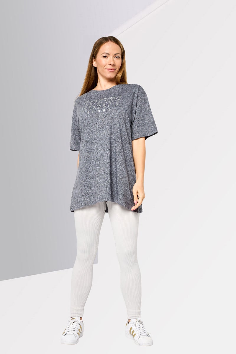 DKNY Women Sportswear Fit Short Sleeve Outdoor T-Shirt, Grey - Image 2