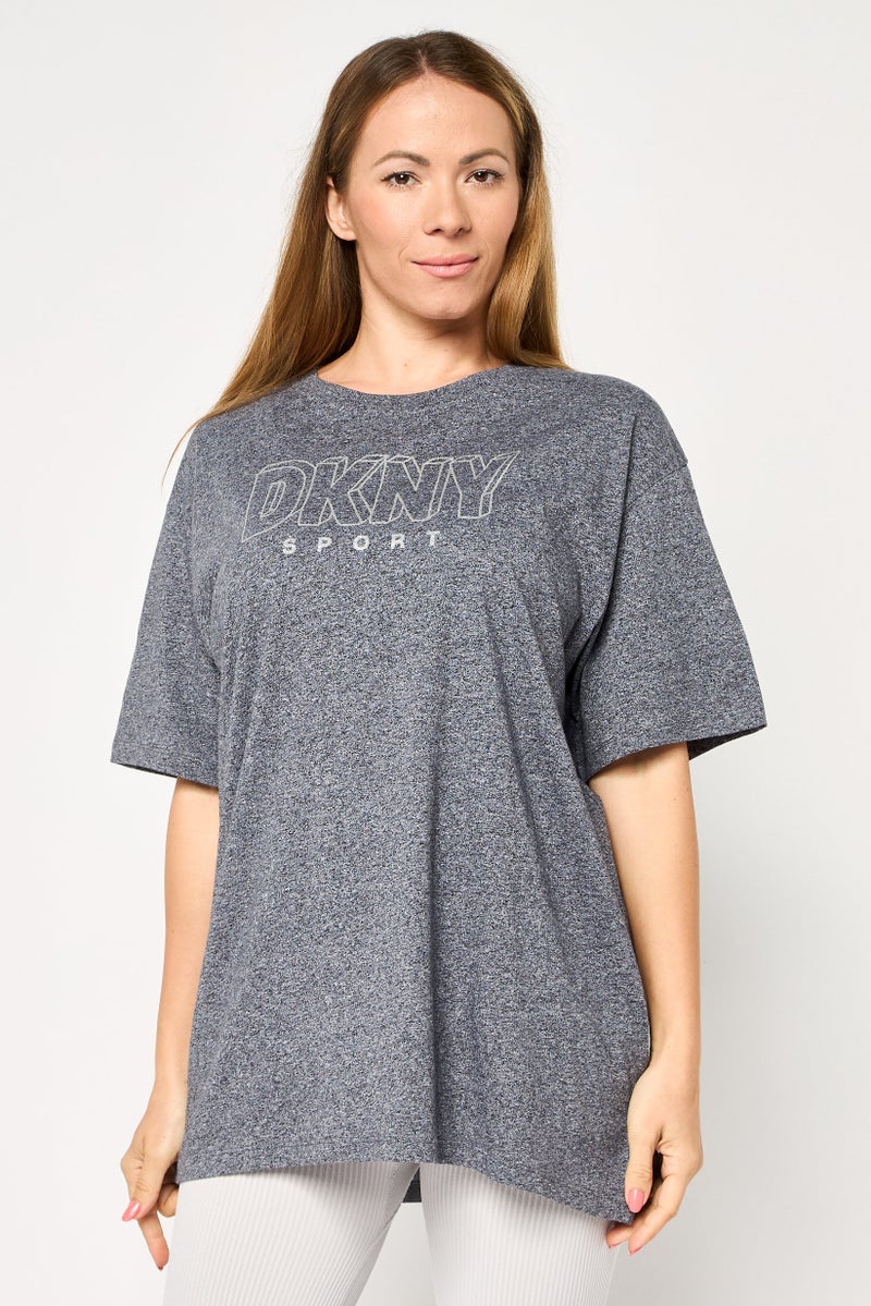 DKNY Women Sportswear Fit Short Sleeve Outdoor T-Shirt, Grey - Image 1