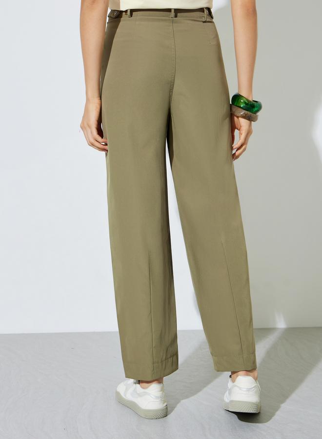 Styli Olive Baggy Fit Solid Pants - Image 4