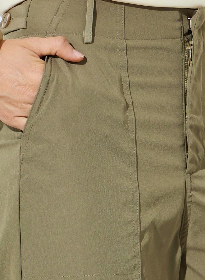Styli Olive Baggy Fit Solid Pants - Image 3
