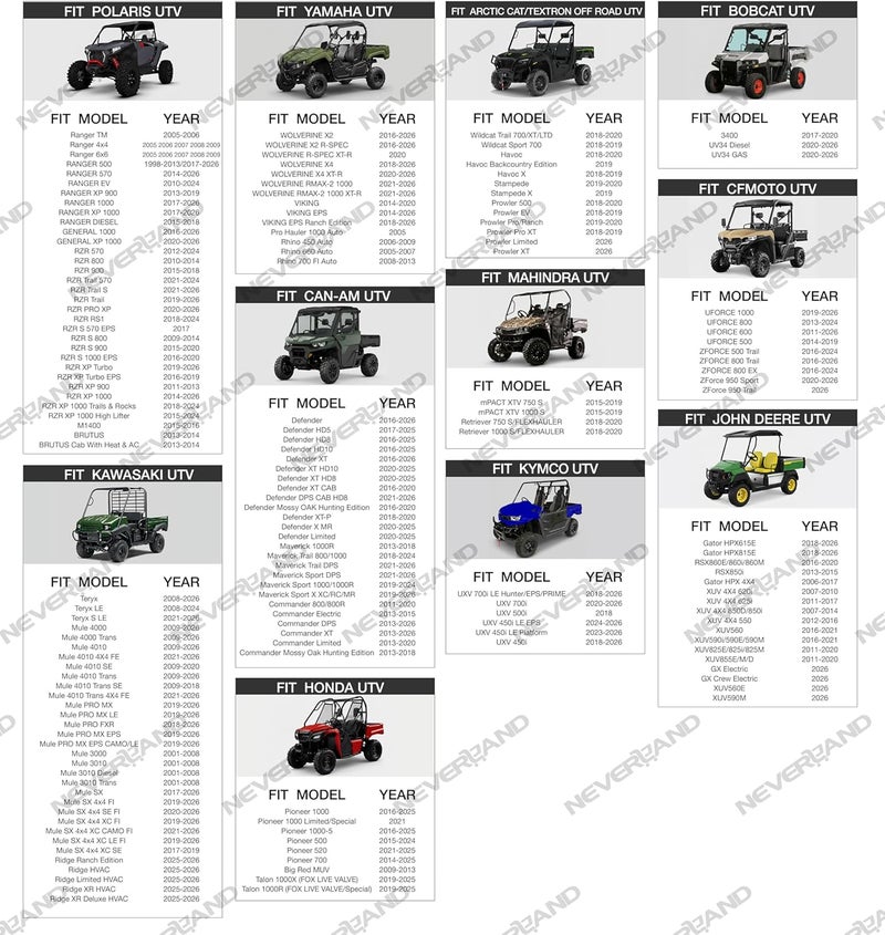 NEVERLAND UTV Cover Waterproof Outdoor - Oxford Cloth Compatible with Polaris Ranger RZR Yamaha Rhino Can-Am Commander Defender Honda Pioneer Sxs Teryx 2-3 Passenger Black (Up to 126”) - Image 2