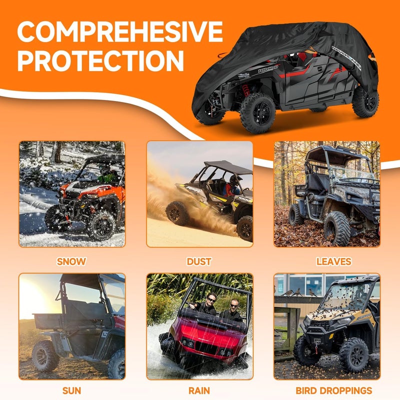 NEVERLAND UTV Cover Waterproof Outdoor - Oxford Cloth Compatible with Polaris Ranger RZR Yamaha Rhino Can-Am Commander Defender Honda Pioneer Sxs Teryx 2-3 Passenger Black (Up to 126”) - Image 5