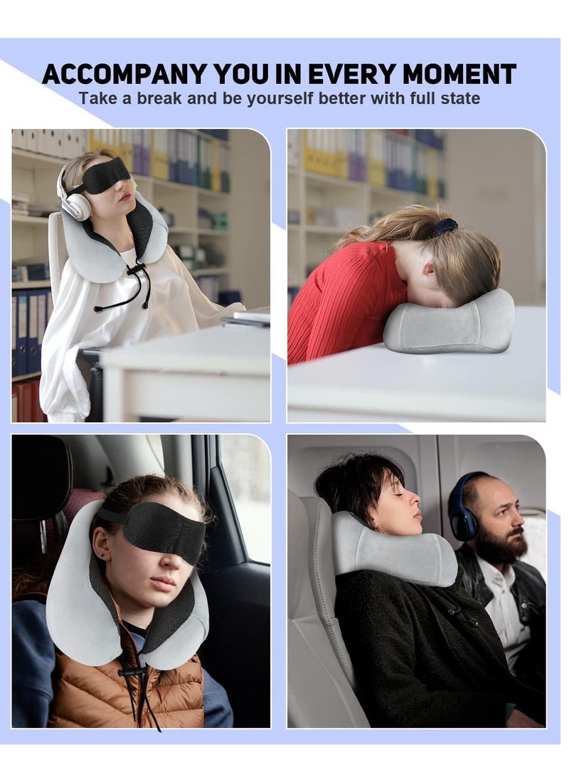 Zikra Travel Pillow, Memory Foam Soft Neck Pillow for Travel Portable, Washable Pillow Cover, Neck Perfect Support, Comfortable Head Cushion Support Accessories for Sleeping Rest, Airplane Car Home Use - Image 3