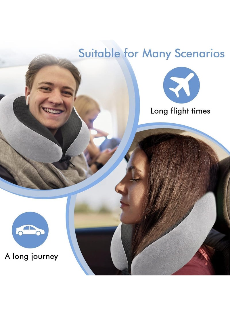 Zikra Travel Pillow, Memory Foam Soft Neck Pillow for Travel Portable, Washable Pillow Cover, Neck Perfect Support, Comfortable Head Cushion Support Accessories for Sleeping Rest, Airplane Car Home Use - Image 2