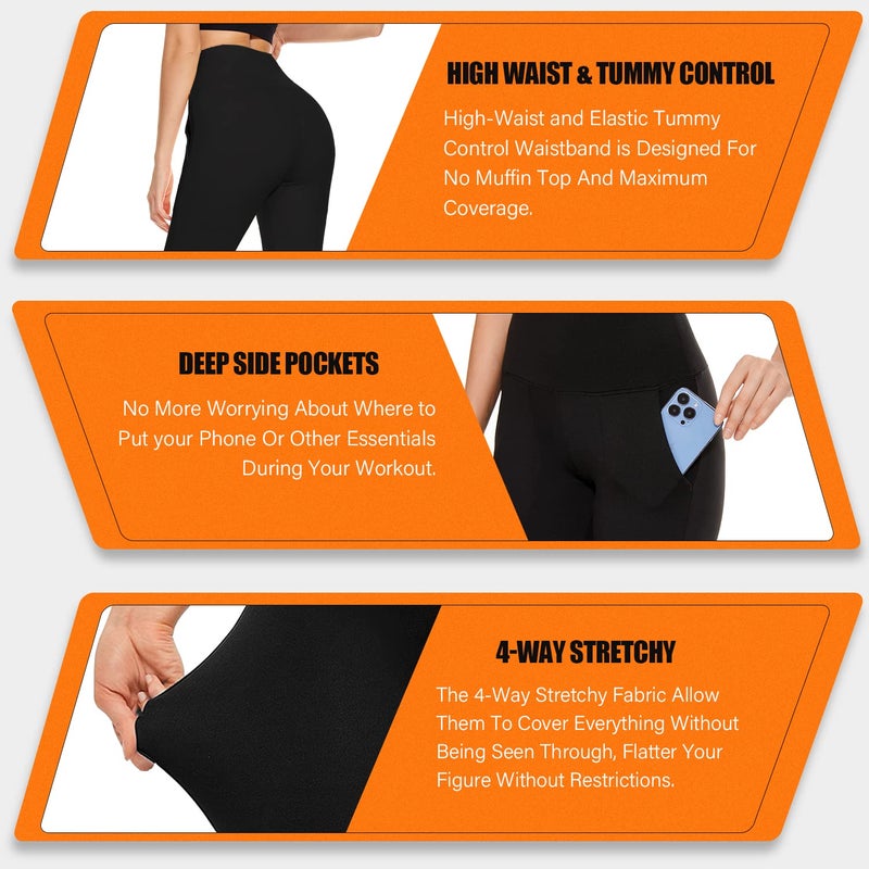 FULLSOFT 2 Pack Fleece Lined Leggings with Pockets for Women High Waisted Thermal Winter Yoga Pants for Workout Running Plus Size(Black,Dark Gray(2 Pack),XX-Large-3X-Large) - Image 5