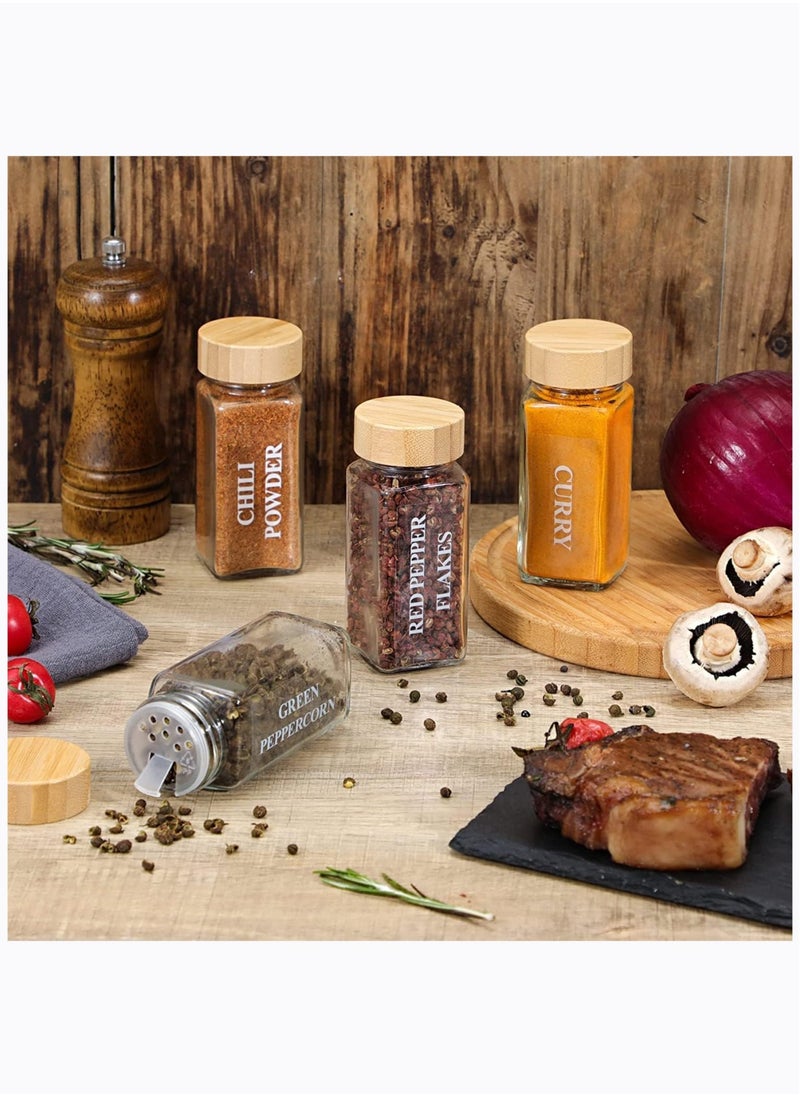 Spice Jars with Labels, 4 oz Glass Spice Jars with Lids, Spice Box set with Stickers, Collapsible Funnel, Pens (24 PCS Bamboo Lid) (24 PCS Bamboo Lid) - pzsku/Z0154AAED579F2E34D7C9Z/45/_/1700289346/1fbf810c-ba8c-4b62-b784-5cbe898d7dc7