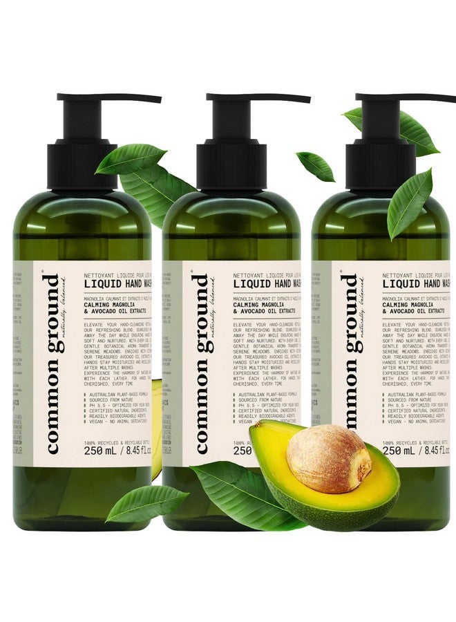 COMMON GROUND All Natural Hand Wash Soap - Paraben & Cruelty Free - Daily - Organic, Vegan, Plant-Based, Avocado Oil - For All, Men, Women, Eczema, Sensitive Skin 8.4 Fl Oz (3 Pack) - Image 1