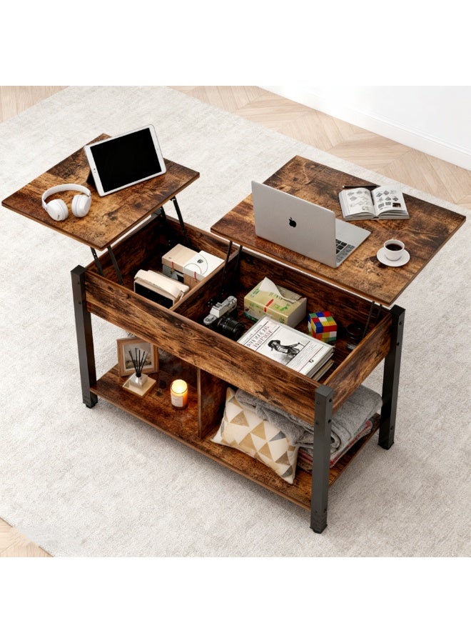 Lift Top Coffee Table with Storage, Multifunctional Living Room Table with Hidden Compartment & Open Shelf for Small Spaces（SJZ120） - Image 1