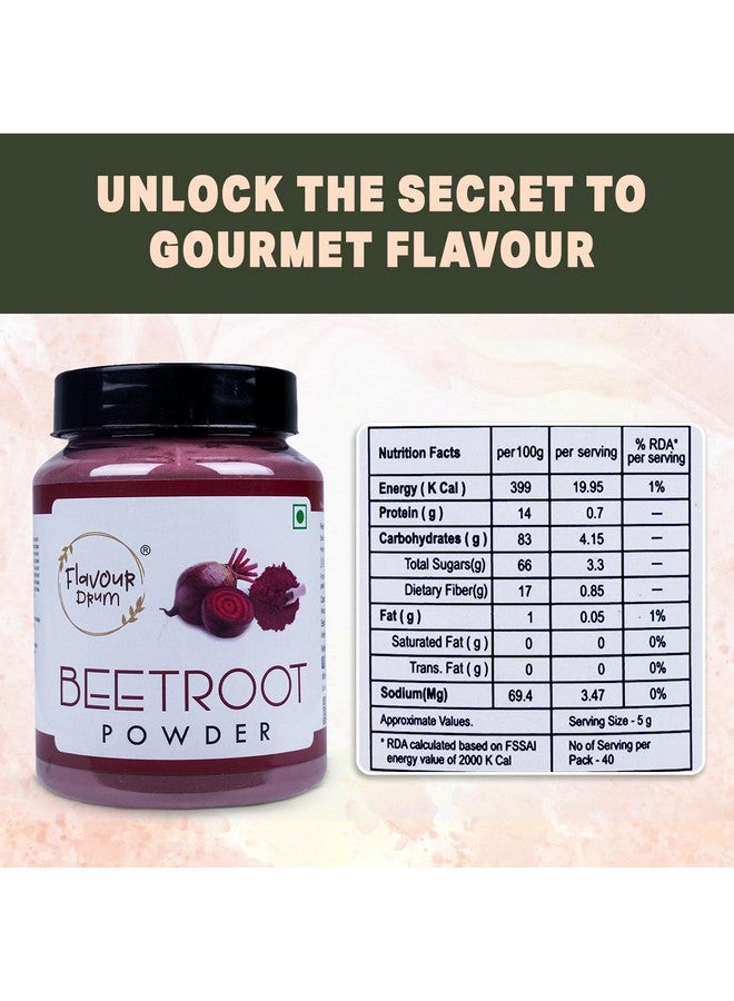 Flavour Drum Beet Root Powder 200g (7oz) | Natural & Pure | No Additives or Preservatives | Ideal for Smoothies, Baking, Soups, Doughs & Health Mixes - Image 3