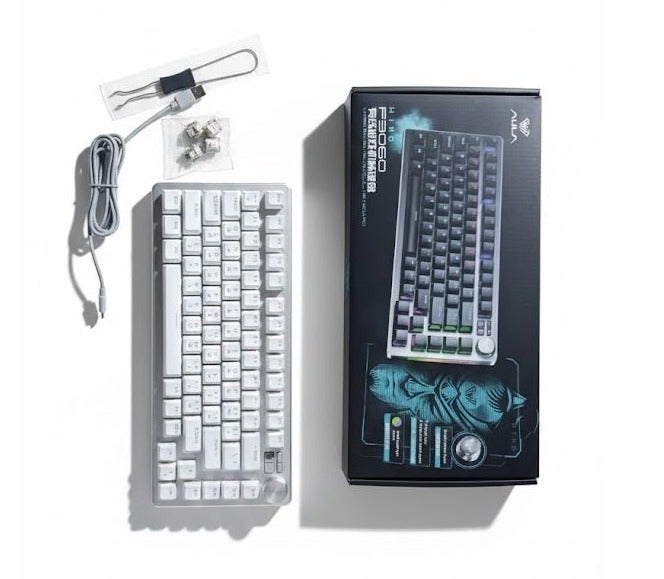 AULA F3060 Mechanical Keyboard – 83 Keys 75% Layout, RGB Backlit & Hot-Swappable Switches Aluminum Top Plate, Outemu Brown Switches, Media Control Knob – Perfect for Gaming & Typing - Image 2