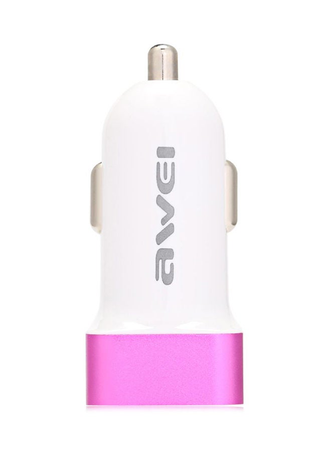 NIBEMINENT Dual USB Smart Car Charger Pink/ White 