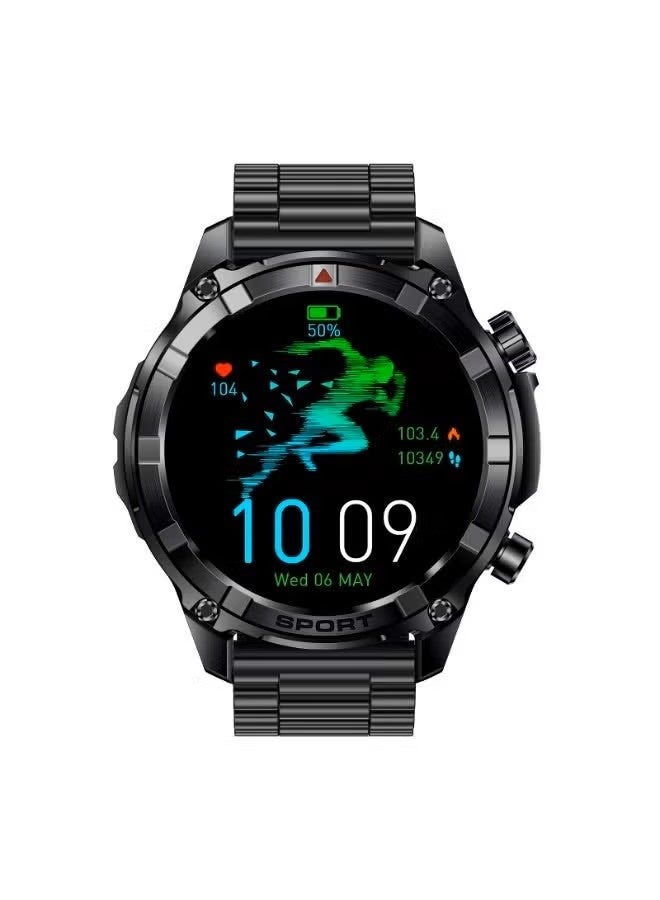 Xcell Elite6 Smartwatch, 1.52" HD Display, Bluetooth Calling, Wireless Charging, Flashlight, Heart-Rate/BP/SpO₂ Monitor, Multi Language, IP67, 7 Days Battery, iOS/Android Compatible - Black Frame with Metal Strap - Image 5