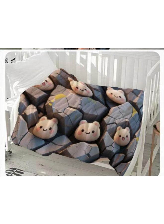 عام بطانية رقيقة من الفانيلا الكرتونية للأطفال والرضع (دافئة ومريحة، ومناسبة للنوم والألعاب) 70 سم * 100 سم