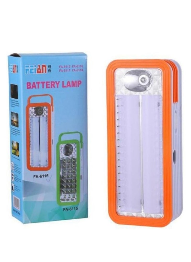 Generic Battery-operated flashlight, model FA-6116, three operating modes, orange color  - Image 1