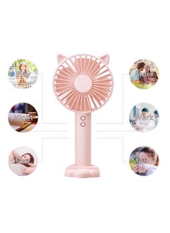Thoraya Handheld Fan with Night Light and Phone Stand Battery Operated USB Rechargeable Fan Cartoon Portable Cooling Fan Pink  - Image 4