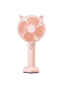 Thoraya Handheld Fan with Night Light and Phone Stand Battery Operated USB Rechargeable Fan Cartoon Portable Cooling Fan Pink  - Image 1