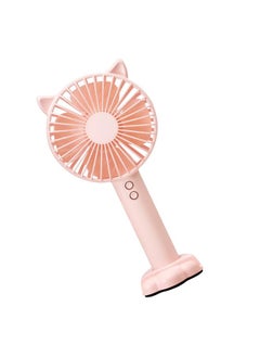 Thoraya Handheld Fan with Night Light and Phone Stand Battery Operated USB Rechargeable Fan Cartoon Portable Cooling Fan Pink  - Image 2
