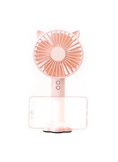 Thoraya Handheld Fan with Night Light and Phone Stand Battery Operated USB Rechargeable Fan Cartoon Portable Cooling Fan Pink  - Image 3