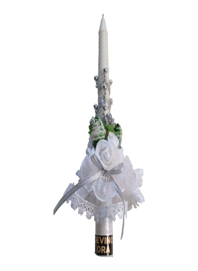 Devino Ora First Holy Communion and Confirmation Scented Candle for Christian Rituals Non-Toxic Non-Smoke Natural Wax Long Lasting Burn time 12 Inch Height and 1-inch Width (Green Tree - Image 3