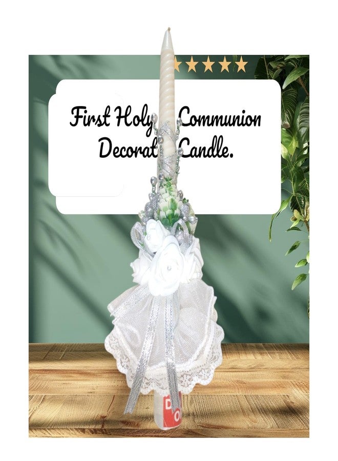 Devino Ora First Holy Communion and Confirmation Scented Candle for Christian Rituals Non-Toxic Non-Smoke Natural Wax Long Lasting Burn time 12 Inch Height and 1-inch Width (Green Tree - Image 5