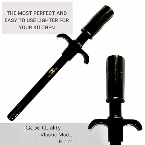 TULMAN 1 Pack Easy Grip Metal Gas Lighter for Kitchen, Long Handle Regular Gas Stove Lighter for Home & Restaurant Use – Black - Image 4