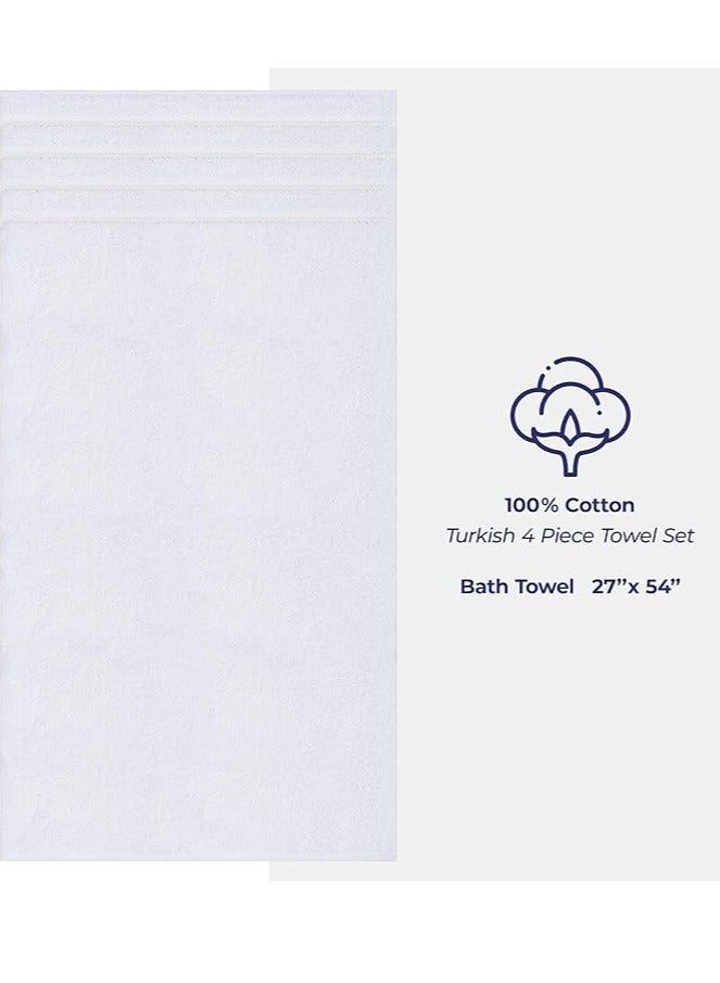 Safi Plus Premium Bath Towels Set Pack of 4-100% Combed Cotton Towels - 70x140 cm - Soft Feel, Quick Dry, Highly Absorbent Bathroom Cotton Towels, Bright White - Image 2