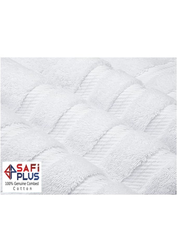 Safi Plus Premium Bath Towels Set Pack of 4-100% Combed Cotton Towels - 70x140 cm - Soft Feel, Quick Dry, Highly Absorbent Bathroom Cotton Towels, Bright White - Image 3