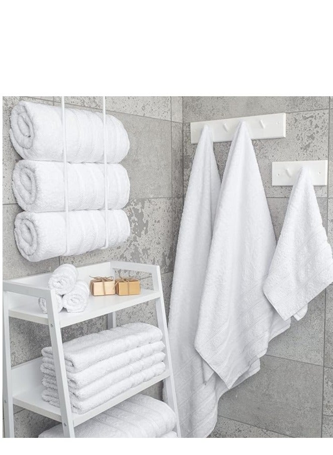 Safi Plus Premium Bath Towels Set Pack of 4-100% Combed Cotton Towels - 70x140 cm - Soft Feel, Quick Dry, Highly Absorbent Bathroom Cotton Towels, Bright White - Image 5