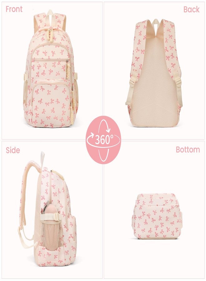 Cohawk Cute Bow Backpack for Women Coquette Cute Nylon Backpack Kawaii Aesthetic Schoolbag Rucksack with Bow - Image 5