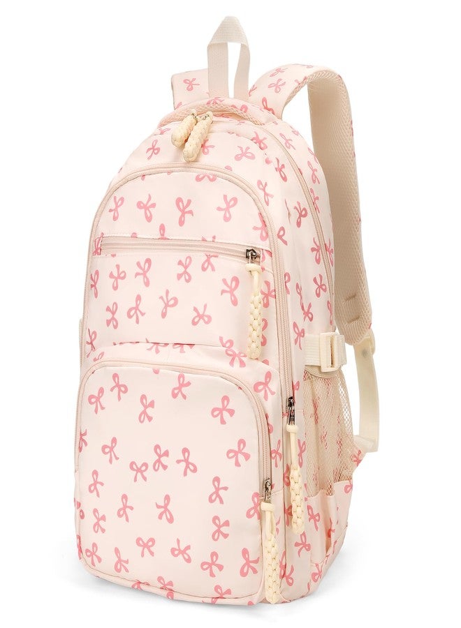 Cohawk Cute Bow Backpack for Women Coquette Cute Nylon Backpack Kawaii Aesthetic Schoolbag Rucksack with Bow - Image 1