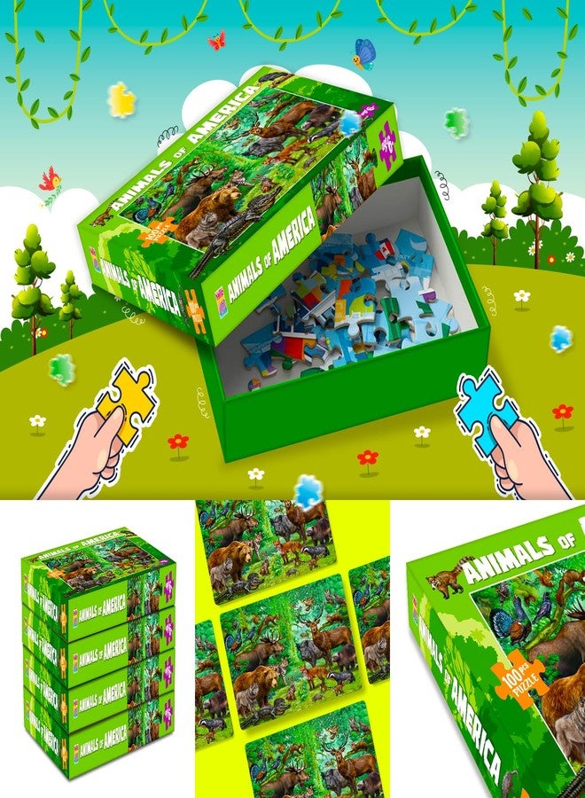 BRIJBASI Animals of America Puzzle Box for Kids – 100 Piece Jigsaw Puzzle | Travel Brain Games for Children Ages 6-12 | Great Birthday Gifts for Girls and Boys - Image 3