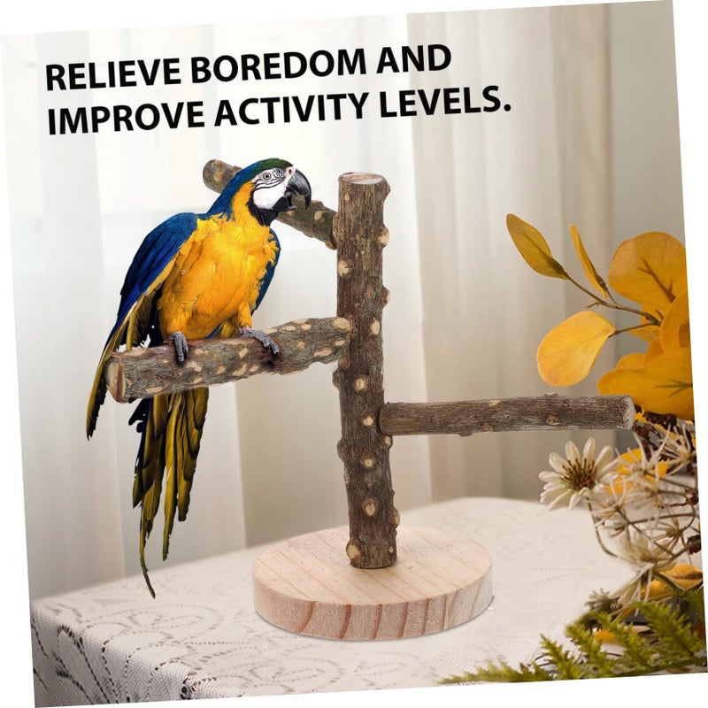 Natural Wood Bird Perch Stand for Parrots Small Birds Climbing Play Perch - Image 3