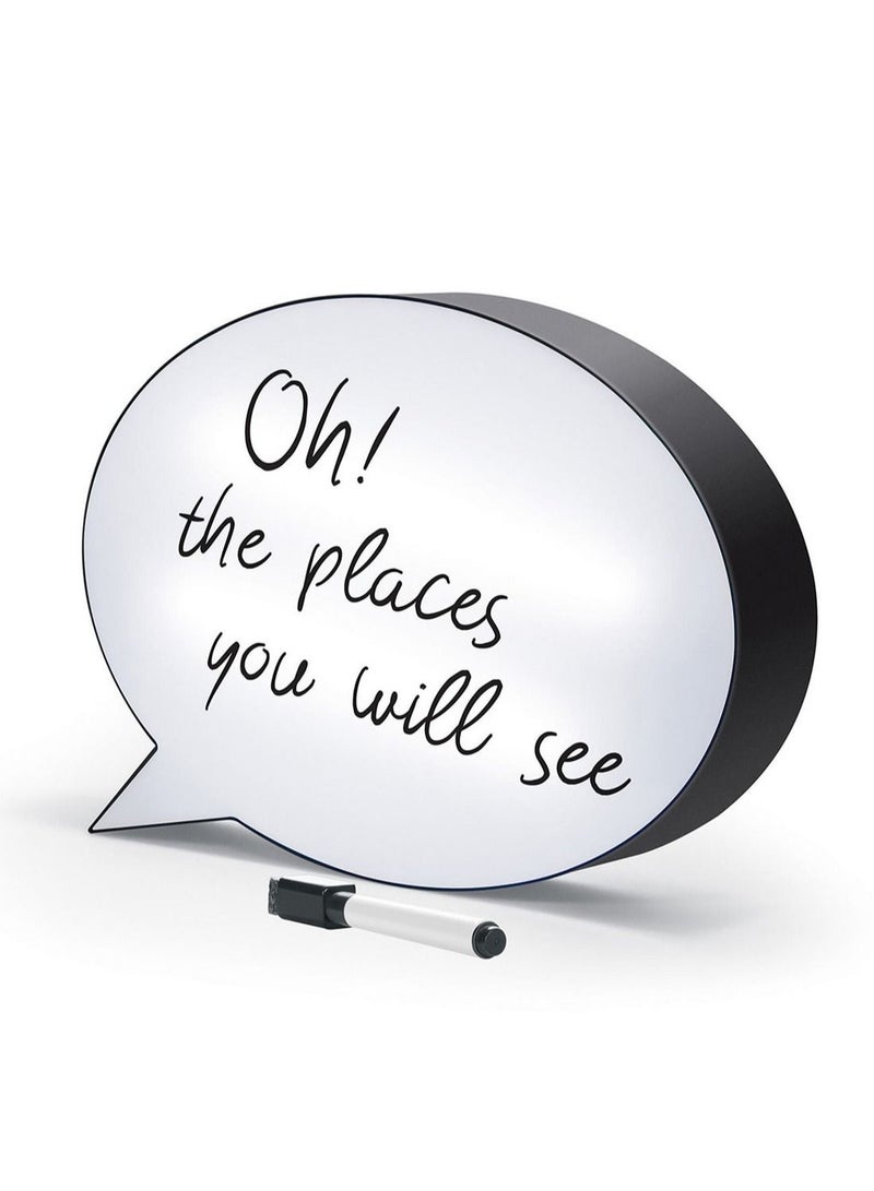 Salla LED Light Box Speech Bubble Erasable Message Board with Marker Pen 30x20cm - Image 3