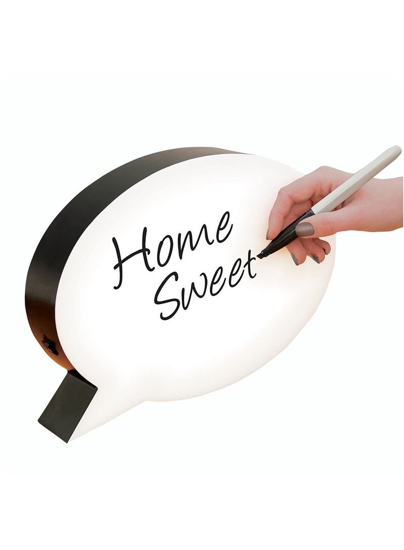 Salla LED Light Box Speech Bubble Erasable Message Board with Marker Pen 30x20cm - Image 1