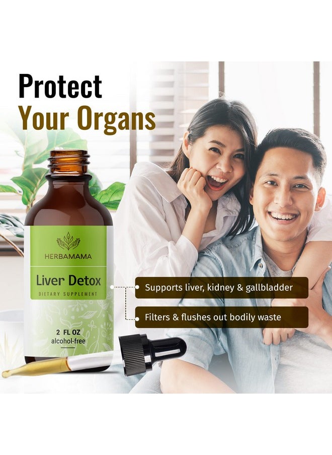 HERBAMAMA - Liver Cleanse & Repair Liquid Drops Formula Herbal Liver Supplement Tincture W/Dandelion Extract & Organic Milk Thistle For Liver Health & Detox 2 Fl. Oz Bottle - Image 1