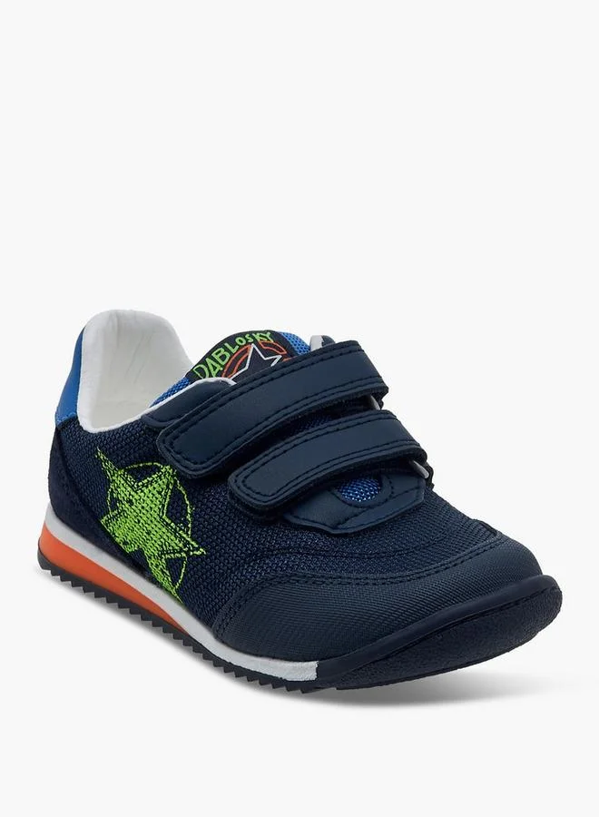 بابلوسكي Boys' Star Print School Sneakers With Hook And Loop Closure