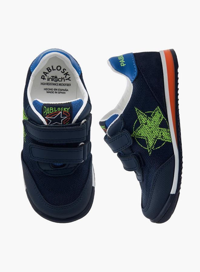 Pablosky Boys' Star Print School Sneakers With Hook And Loop Closure - Image 3