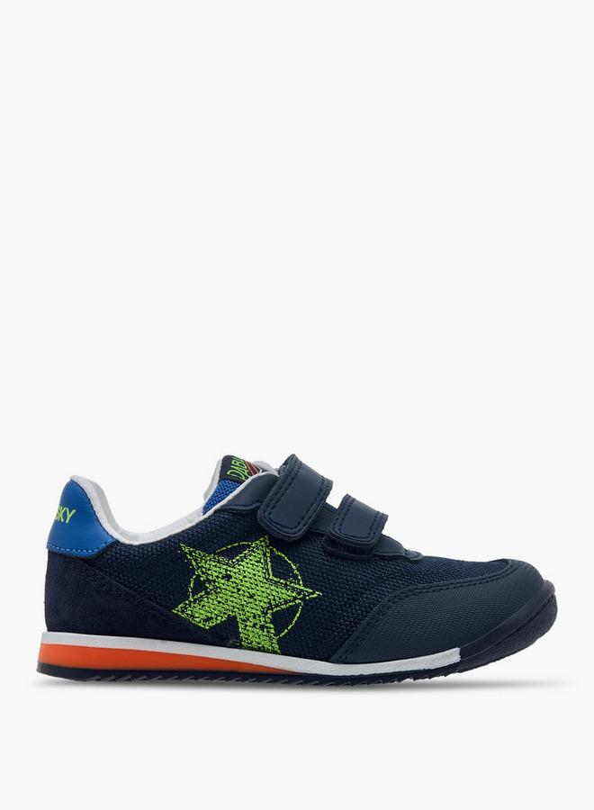 Pablosky Boys' Star Print School Sneakers With Hook And Loop Closure - Image 1