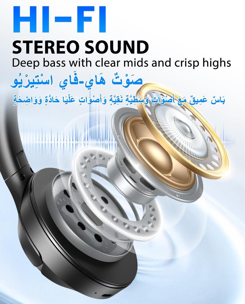 BERIBES Salt resistant coating BERIBES Active Noise Cancelling Headphones Wireless Bluetooth Over Ear, Deep Bass HiFi Stereo Sound, 100H Playtime, Foldable Lightweight Headset with Built-in 4 Mic for Travel, Work, Office Easy transit optimized build - Image 4