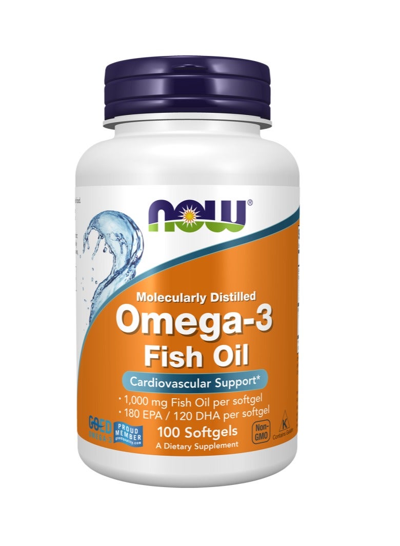 now Omega-3 Fish Oil, Molecularly Distilled Softgels