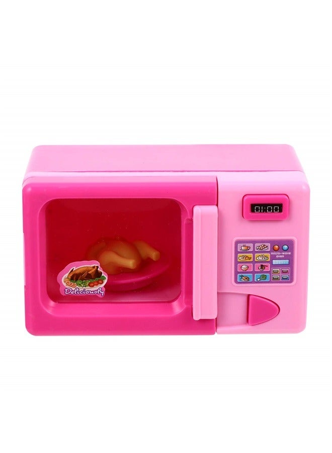Microwave Girls Kitchen Toy Mini Microwave Oven for Boys and Girls Sturdy Material Pink Excellent for Miniature Decor - Image 2