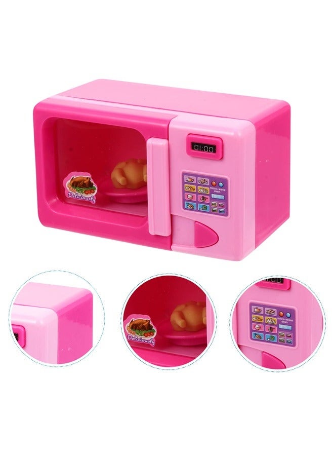 Microwave Girls Kitchen Toy Mini Microwave Oven for Boys and Girls Sturdy Material Pink Excellent for Miniature Decor - Image 3