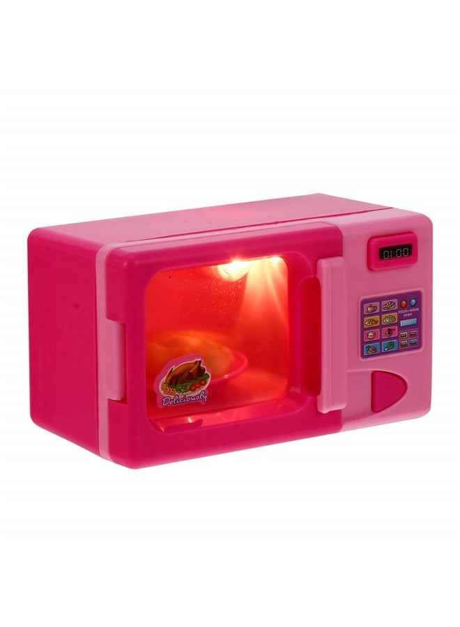 Microwave Girls Kitchen Toy Mini Microwave Oven for Boys and Girls Sturdy Material Pink Excellent for Miniature Decor - Image 4