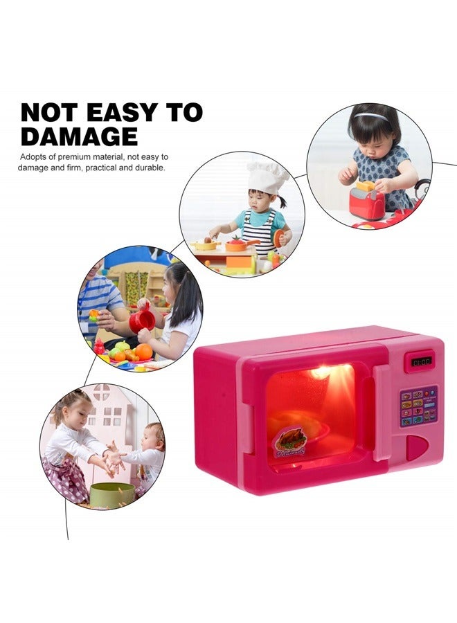 Microwave Girls Kitchen Toy Mini Microwave Oven for Boys and Girls Sturdy Material Pink Excellent for Miniature Decor - Image 5