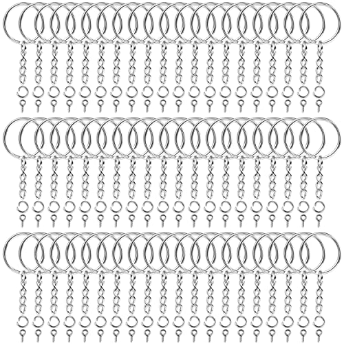 Audab 360Pcs Keychain Bulk, 120Pcs Keychain Rings with Chain and 120Pcs Open Jump Ring with 120Pcs Screw Eye Pins for Crafts and Jewelry Making - Image 1
