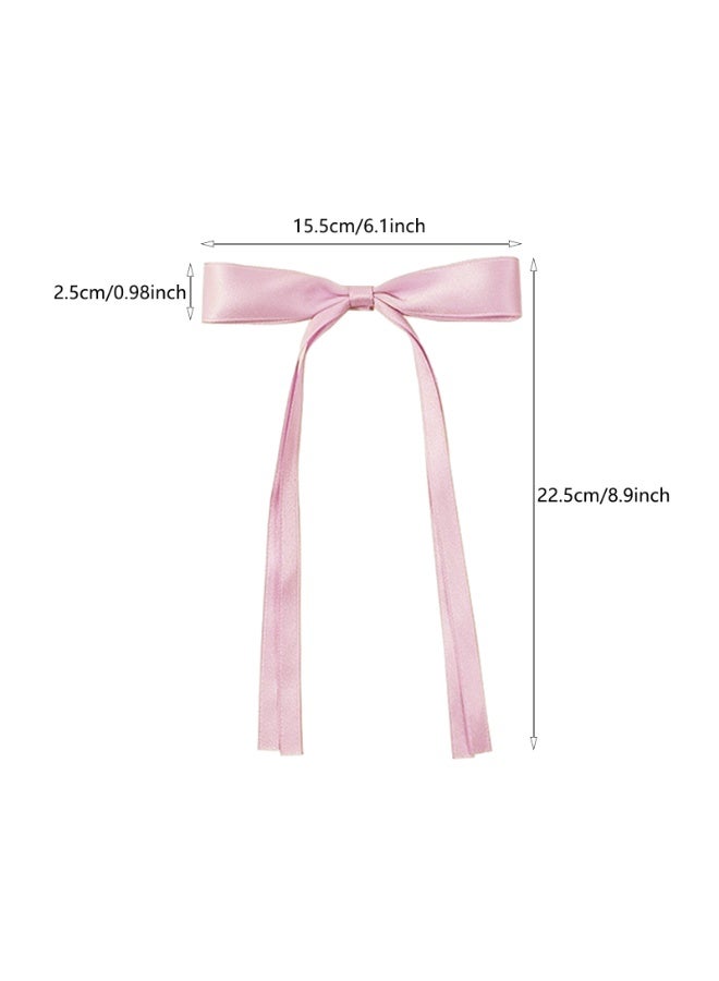 مشابك أقواس شعر، مشابك أقواس شعر بوليستر للشعر للنساء مع أقواس شعر طويلة الذيل لعيد الميلاد، 4 قطع （أبيض 、 وردي） - Image 3