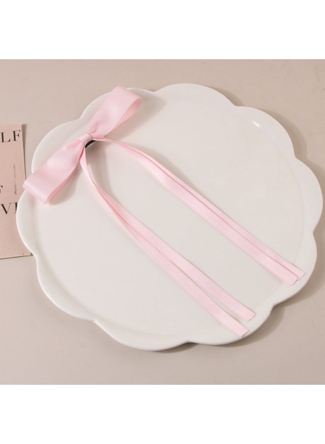 مشابك أقواس شعر، مشابك أقواس شعر بوليستر للشعر للنساء مع أقواس شعر طويلة الذيل لعيد الميلاد، 4 قطع （أبيض 、 وردي） - Image 5