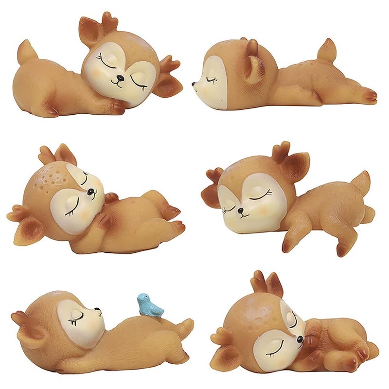 DOYIFun Pack of 6 Lovely Fawn Doe Figurines Playset Toys Cute Deer Cake Toppers Figure Baby Shower Birthday Wedding Party Decor - Image 2